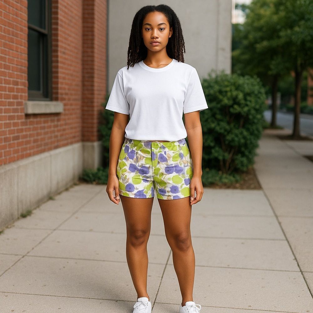 J. Crew Women's Chino Shorts in Purple and Green Floral
